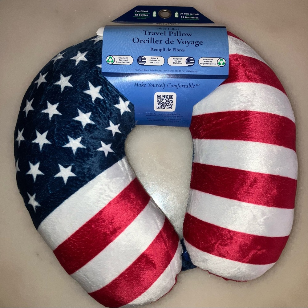 NWT Wolf Essentials American Flag Travel Neck Pillow
